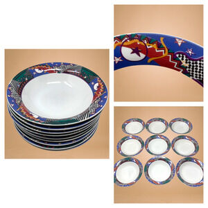 Vtg Lot 9 x Furio Contemporary Casuals Modernist Avant Garde Cereal Bowls 7.25"